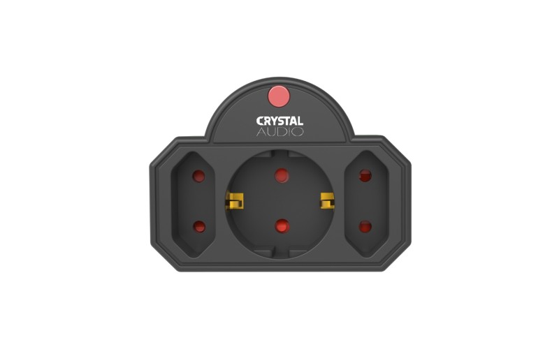 CRYSTAL AUDIO SP21-1300-70 Μαύρο Πολύπριζο Προστασίας 1 Θέσης Schuko & 2 Απλών Θέσεων 1300j/70d