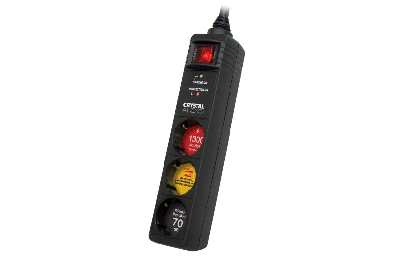 CRYSTAL AUDIO CP3-1300-70 Μαύρο Πολύπριζο Προστασίας Schuko 3 Θέσεων 1300j/70db