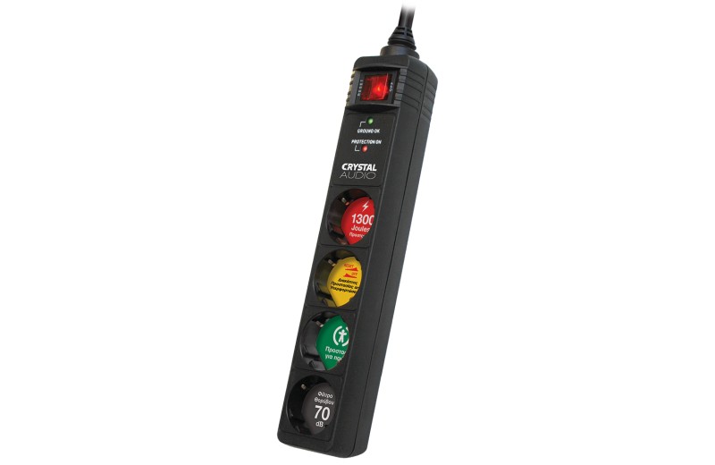CRYSTAL AUDIO CP4-1300-70 Μαύρο Πολύπριζο Προστασίας Schuko 4 Θέσεων 1300j/70db