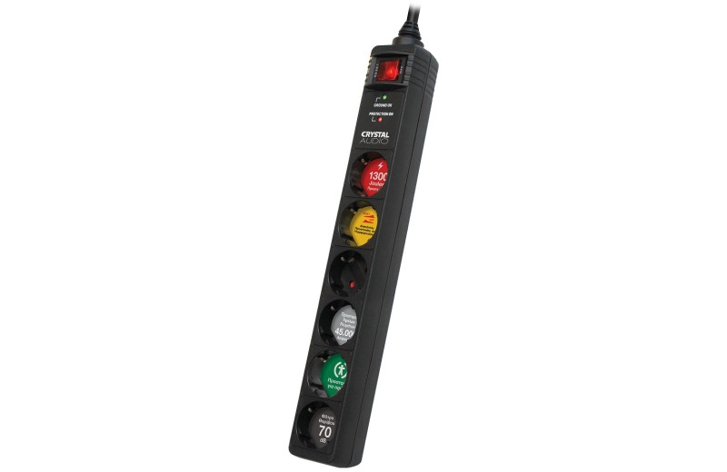 CRYSTAL AUDIO CP6 Μαύρο Πολύπριζο Προστασίας Schuko 6 Θέσεων 1300j/70db