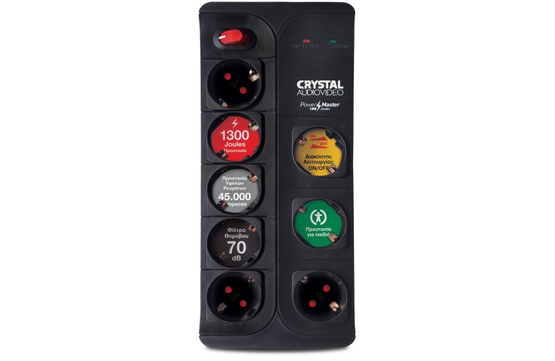 CRYSTAL AUDIO CP8-1300-70 Μαύρο Πολύπριζο Schuko 8 Θέσεων 1300j/70db