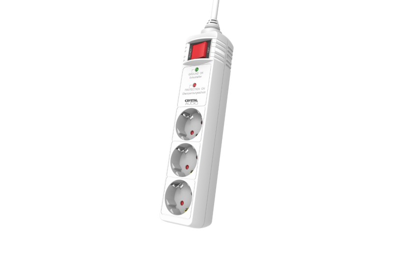 CRYSTAL AUDIO CP3-1300-70 Λευκό Πολύπριζο Προστασίας Schuko 3 Θέσεων 1300j/70db
