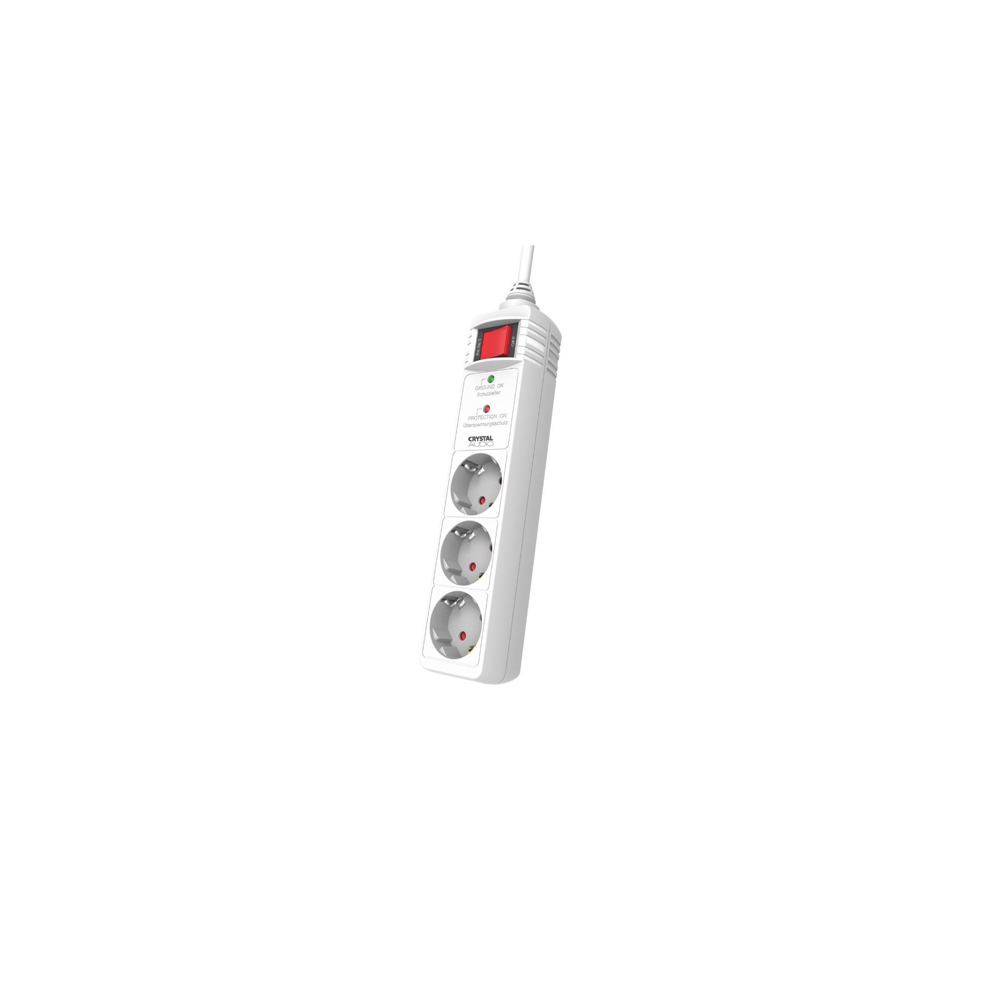 CRYSTAL AUDIO CP3-1300-70 Λευκό Πολύπριζο Προστασίας Schuko 3 Θέσεων 1300j/70db