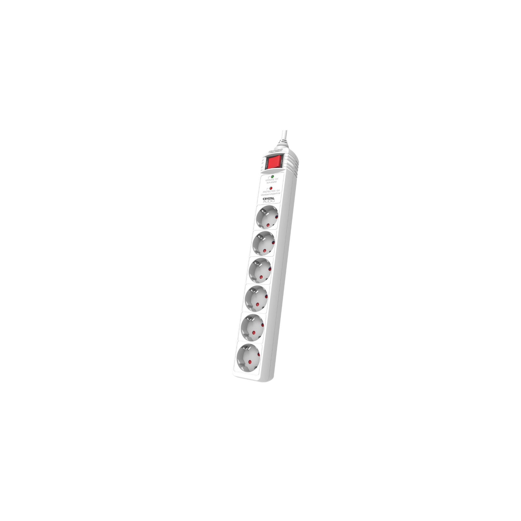 CRYSTAL AUDIO CP6 Λευκό Πολύπριζο Προστασίας Schuko 6 Θέσεων 1300j/70db
