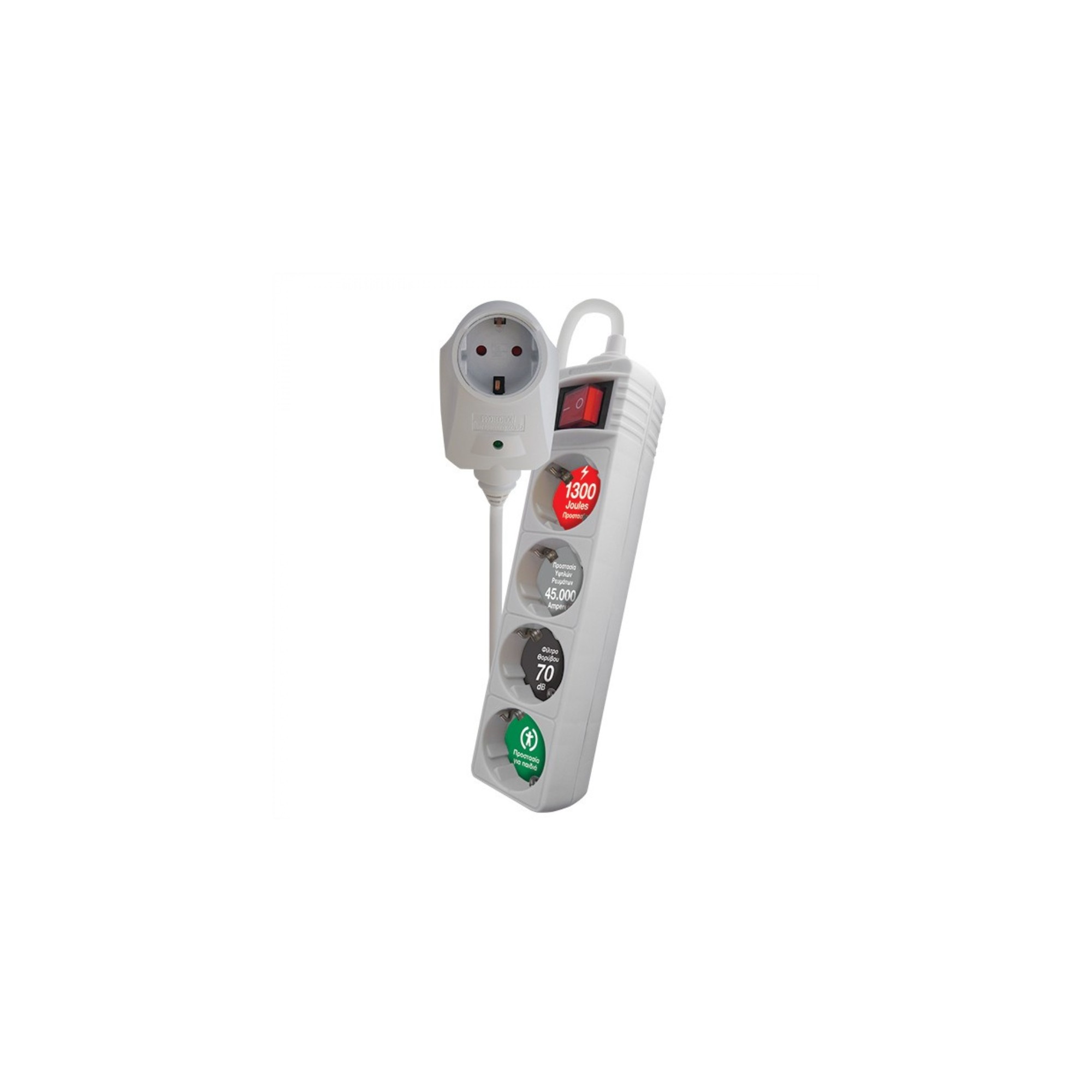 CRYSTAL AUDIO CP-4+1w Πολύπριζο Προστασίας Schuko 4+1 Θέσεων 1300j Λευκό
