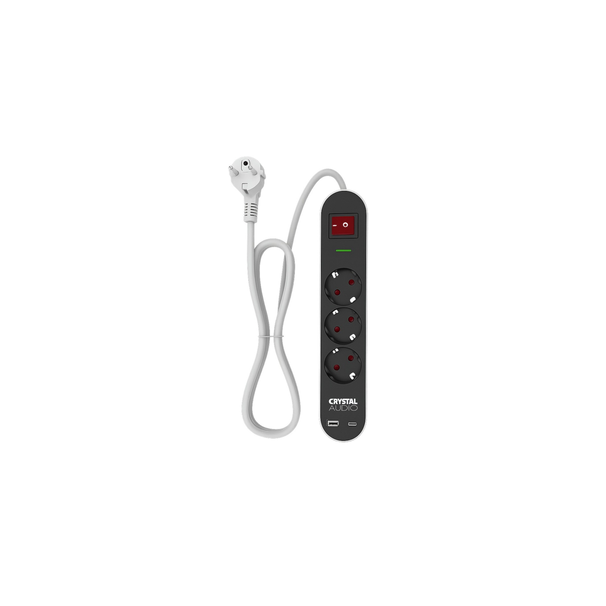 CRYSTAL AUDIO Elegance ES3PD Μαύρο Πολύπριζο Schuko 3 Θέσεων + 2 USB