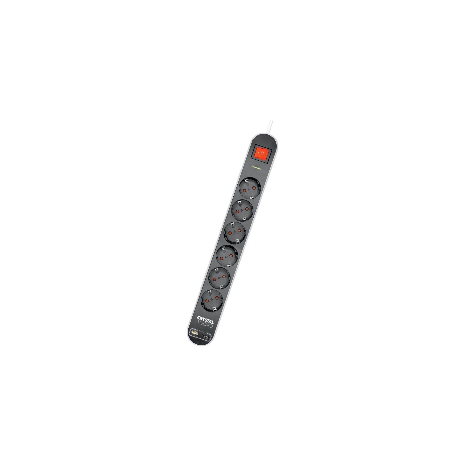 CRYSTAL AUDIO Elegance ES6PD Μαύρο Πολύπριζο Schuko 6 Θέσεων + 2 USB