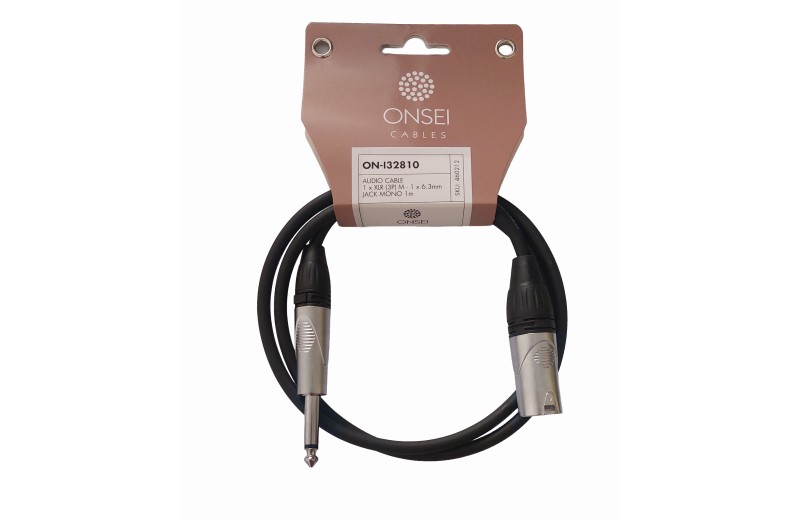 Onsei ON-I32810 Καλώδιο Ήχου 3-pin XLR Αρσενικό σε 6.3 Jack Mono 1m