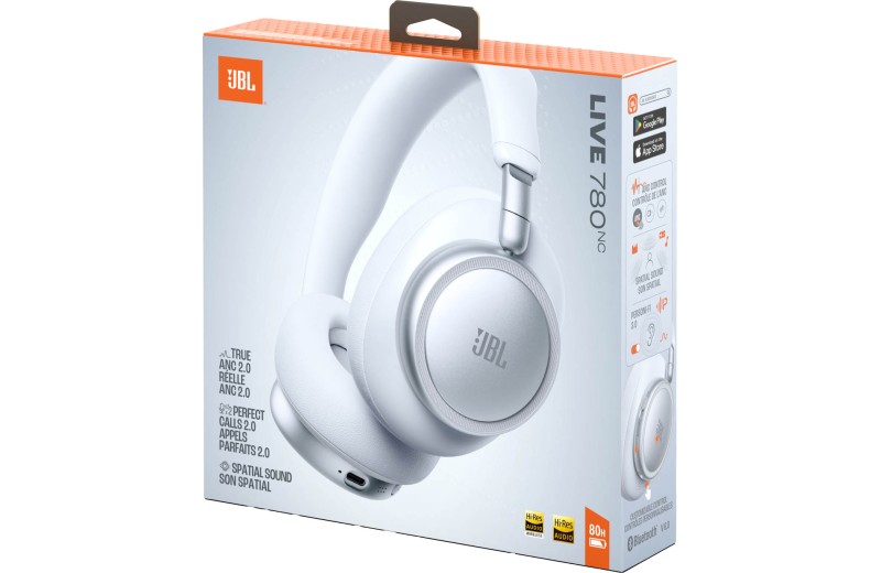 JBL Live 780NC Over-Ear Bluetooth Headphones - White