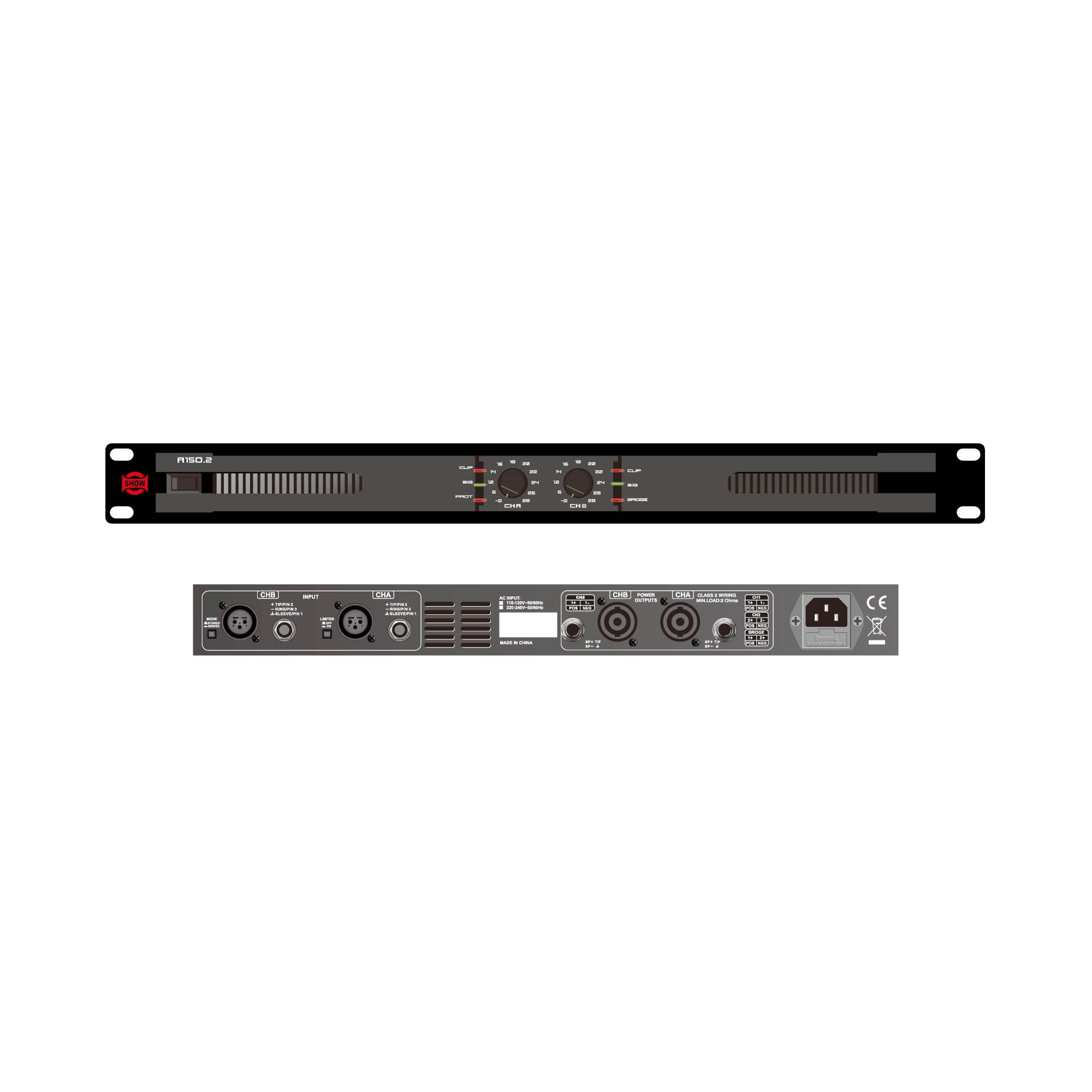 SHOW AH150.2  2-Channel Power Amplifier