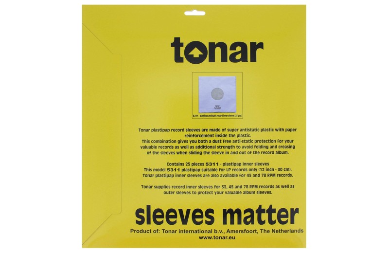 TONAR LP-12" PLASTIPAP INNER SLEEVES