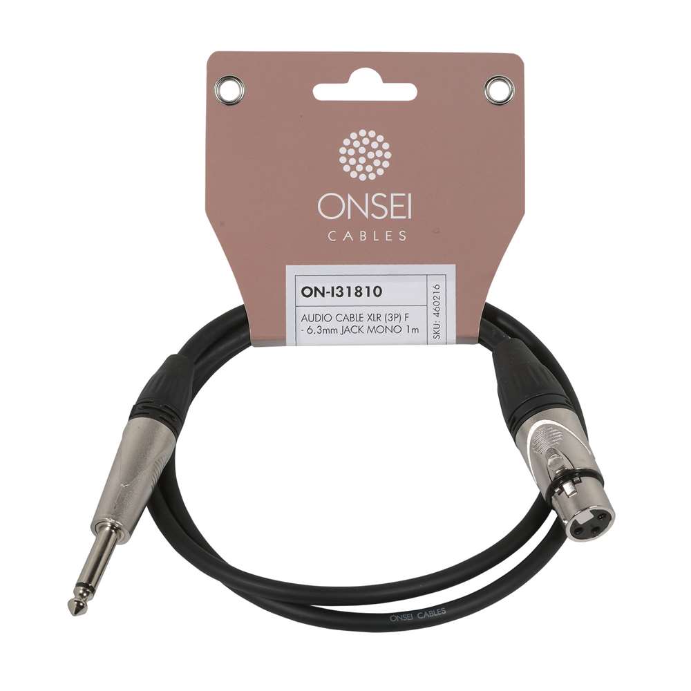 Onsei ON-I31810 Καλώδιο σήματος 3-pin XLR Θηλυκό - 6,3mm Jack Mono 1m