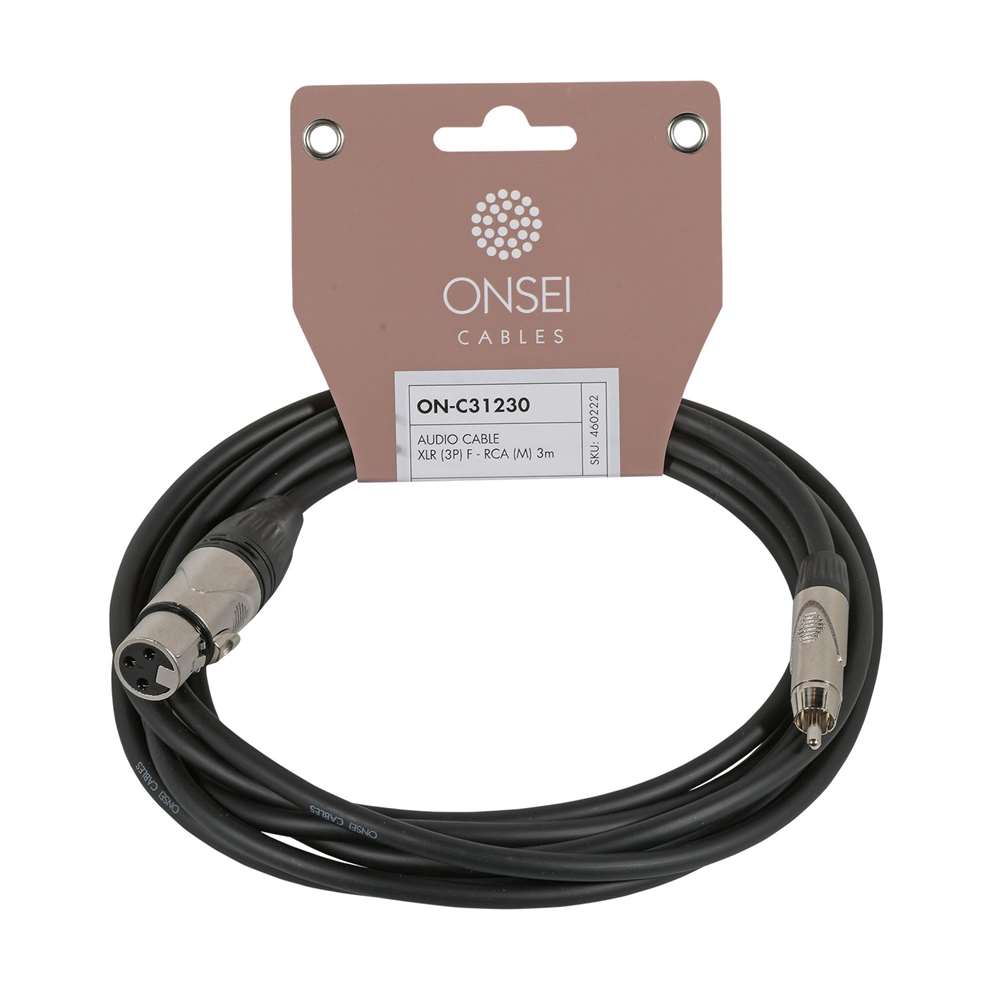 Onsei ON-C31230 Audio Cable 3-pin XLR Female - RCA Male 3m