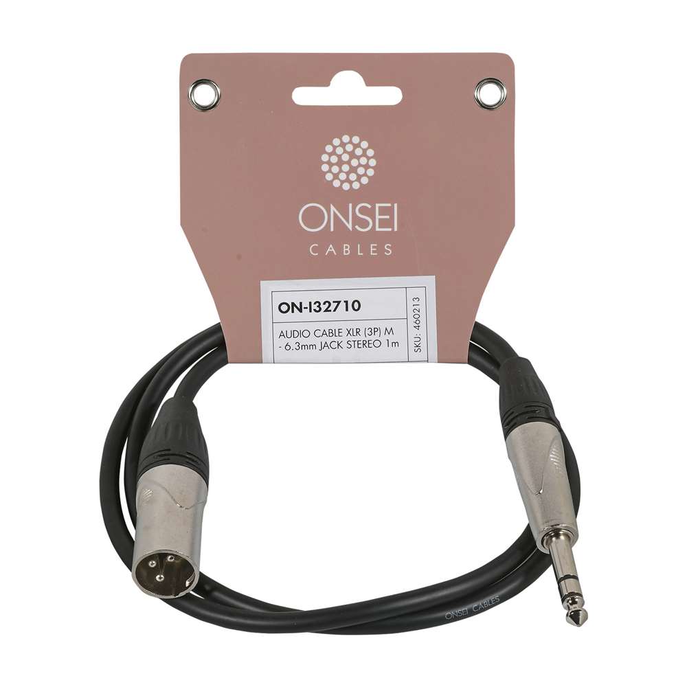 Onsei ON-I32710 Audio Cable 3-pin XLR Male - 6.3mm Jack Stereo 1m