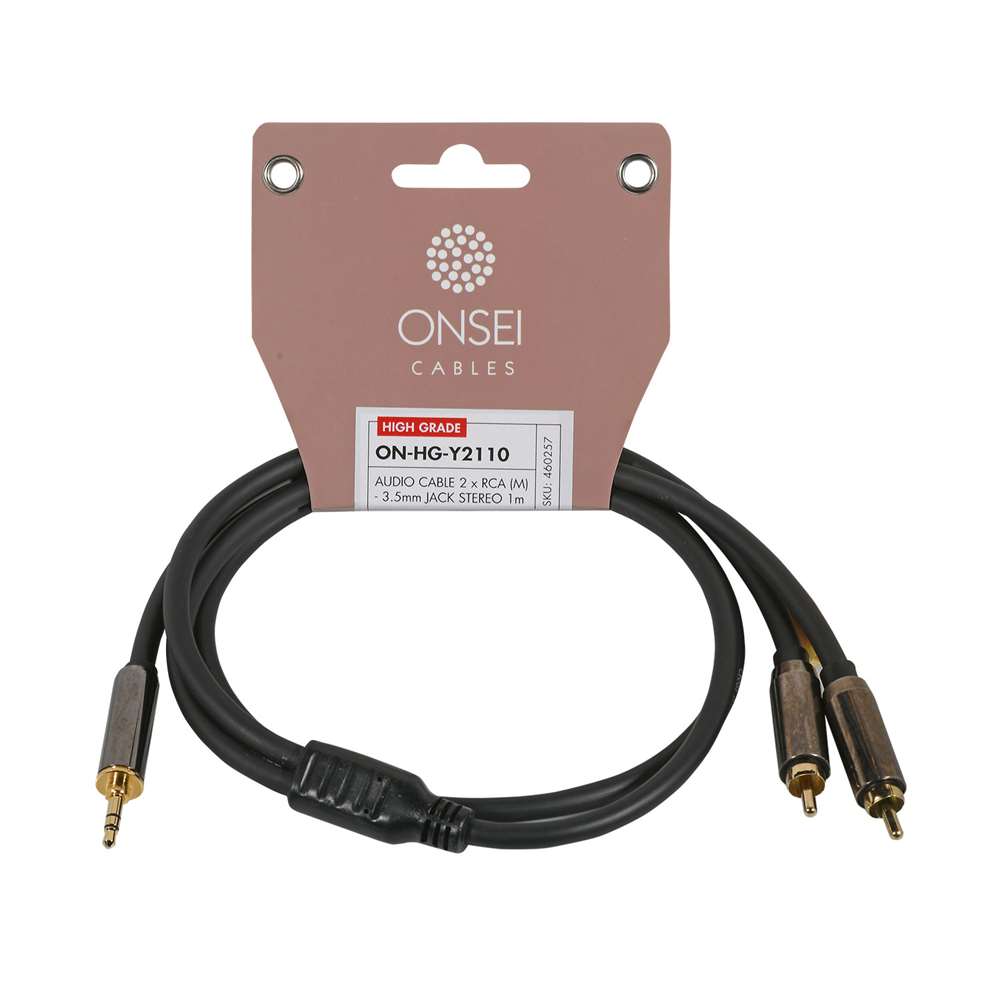 Onsei ON-HG-Y2110 High Grade Audio Cable 2 x RCA Male - 3.5mm Jack Stereo Male 1m
