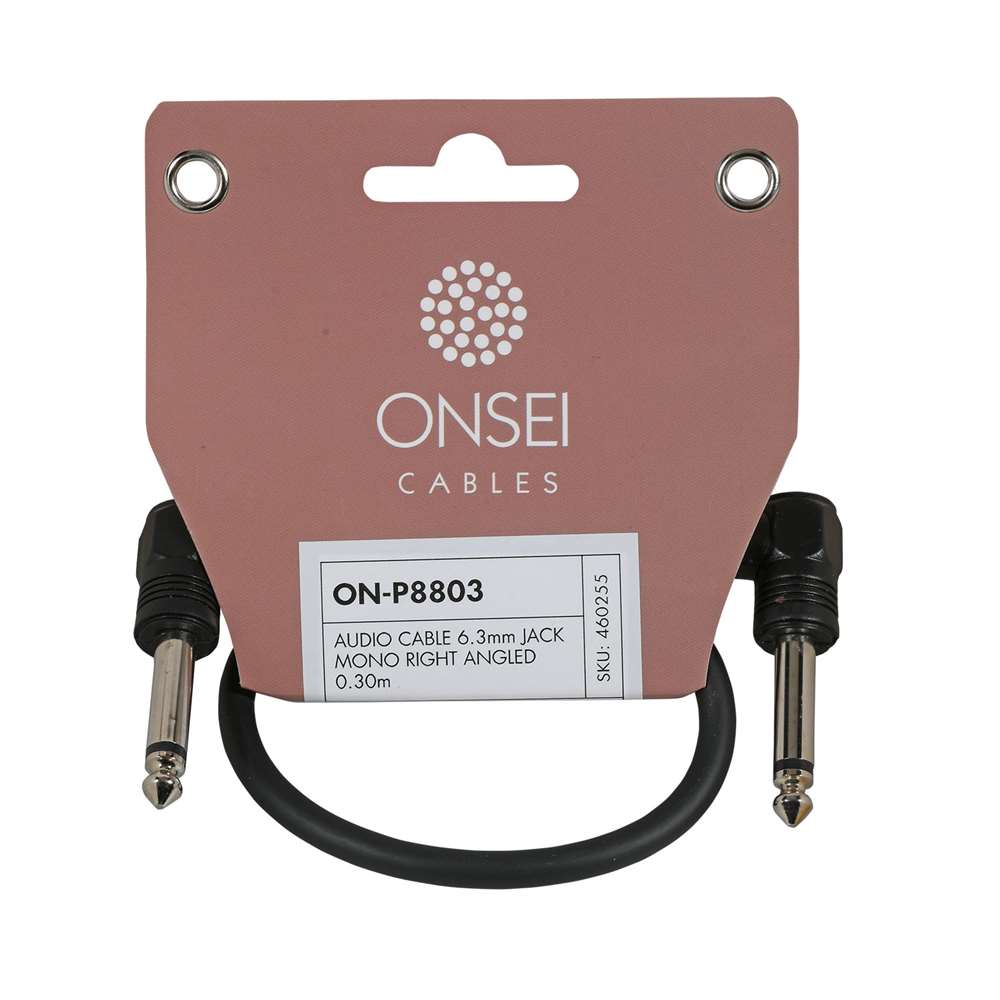 Onsei ON-P8803 Audio Cable 6.3mm Jack Mono (Angled) - 6.3mm Jack Mono (Angled) 0.30m