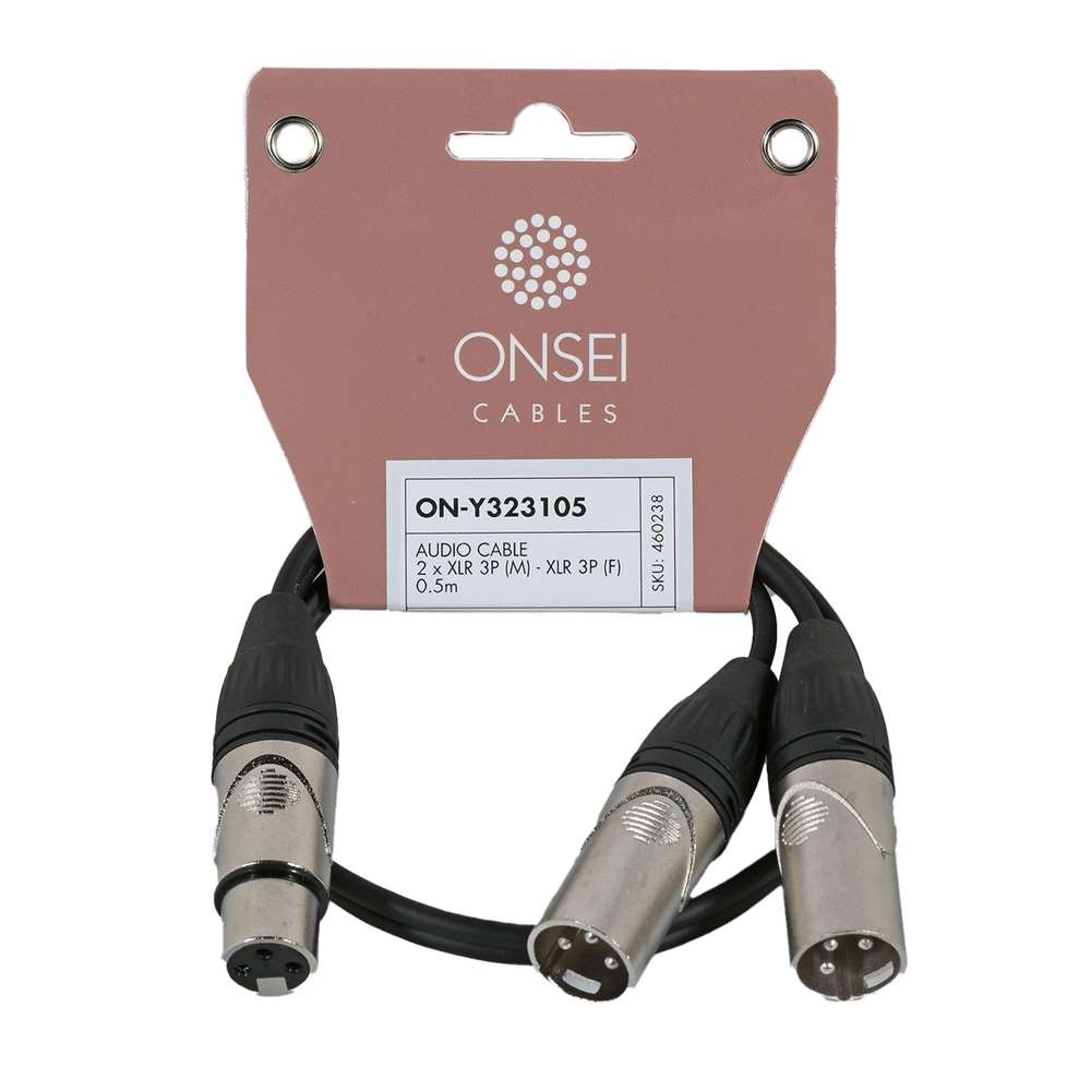 Onsei ON-Y323105 Audio Cable 2 x 3-pin XLR Male - 3-pin XLR Female 0.5m