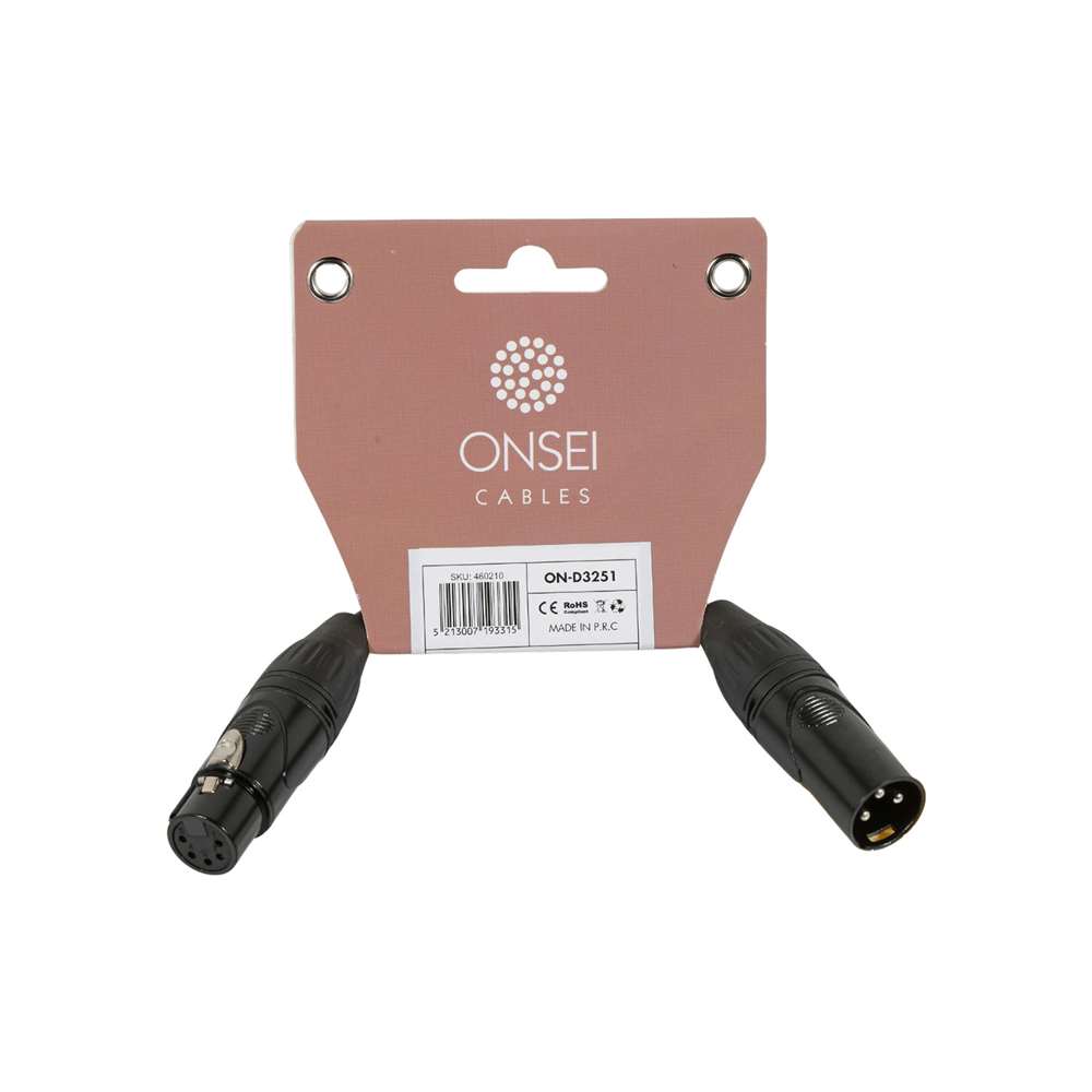 Onsei ON-D3251 DMX Cable 3-pin XLR Male - 5-pin XLR Female 0.15m