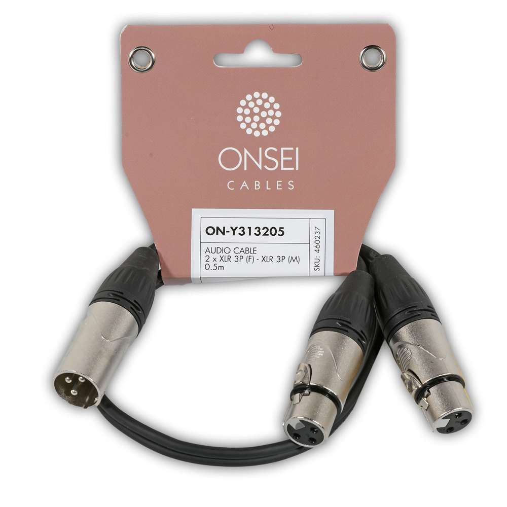 Onsei ON-Y313205 Audio Cable 2 x 3-pin XLR Female - 3-pin XLR male 0.5m