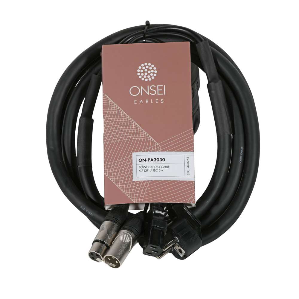 Onsei ON-PA3030 Power Audio Cable contact/3-pin XLR Female - IEC/3-pin XLR male 3m