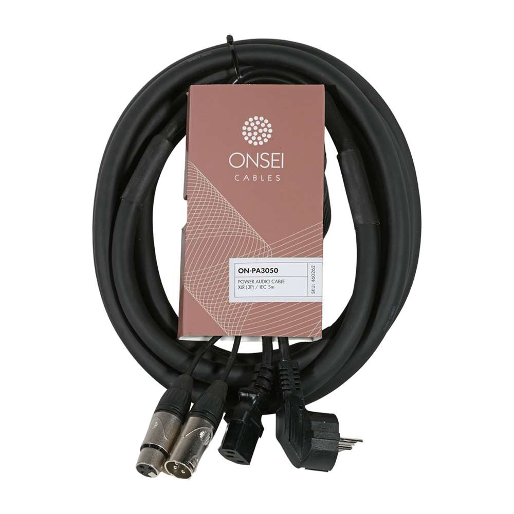 Onsei ON-PA3050 Power Audio Cable contact/3-pin XLR Female - IEC/3-pin XLR male 5m