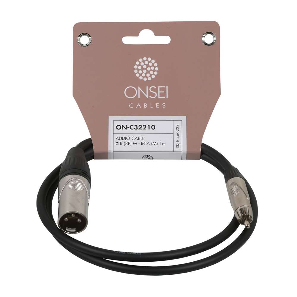 Onsei ON-C32230 Terminated Audio Cable 3-pin XLR Male to RCA Male 3m