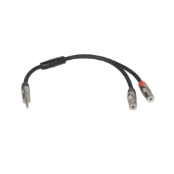 ONSEI ON-Y121125 Καλώδιου ήχου 1 x 3.5mm Mini Jack Stereo Αρσενικό Σε 2 x 3.5mm Mini Jack Stereo Θηλυκό 0.25m Μαύρο