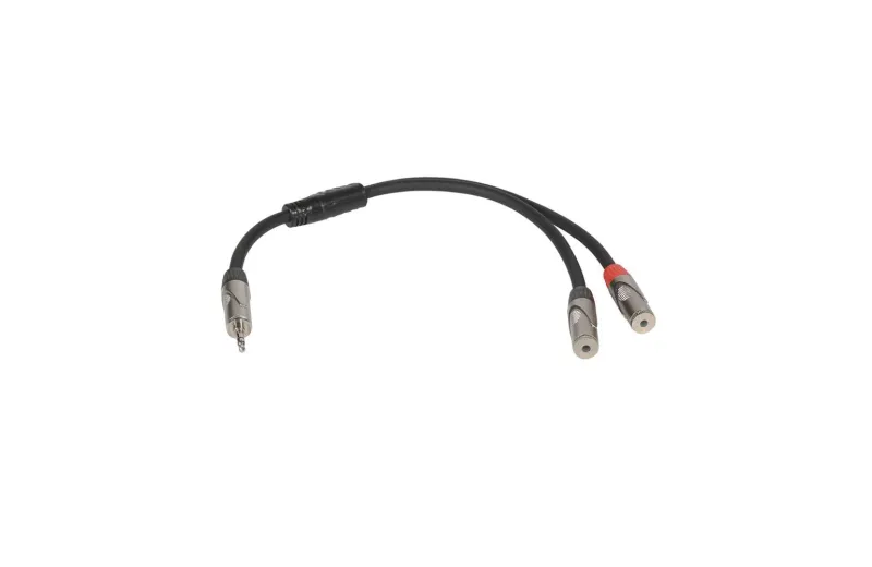 ONSEI ON-Y121125 Audio Cable  1 x 3.5mm Mini Jack Stereo Male Σε 2 x 3.5mm Mini Jack Stereo female 0.25m Μαύρο