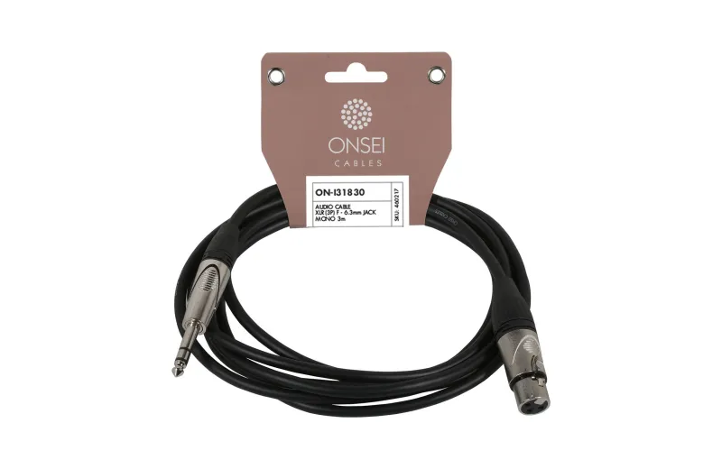 Onsei ON-I31830 Τερματισμένο Καλώδιο Ήχου 3-pin XLR Female σε 6.3 Jack Mono 3m
