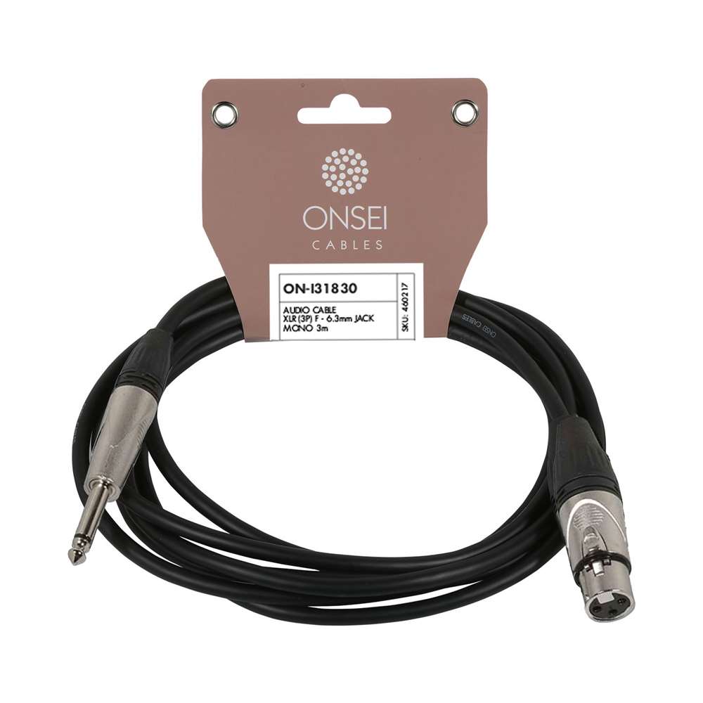 Onsei ON-I31830 Terminated Audio Cable 3-pin XLR Female to 6.3 Jack 3m