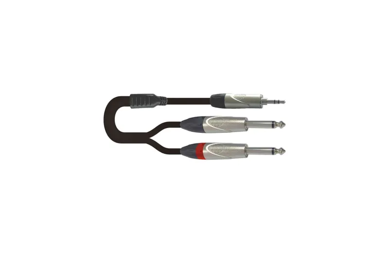 Onsei ON-Y232130 Καλώδιο Σήματος 2 x 6.3mm Jack Αρσενικά Μονοφωνικά σε 3.5mm Mini Jack Στερεοφωνικό 2m