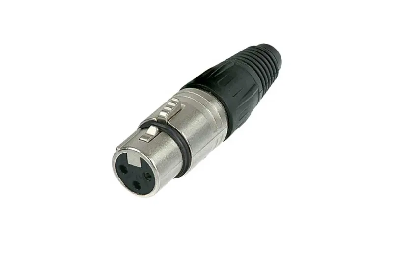 Neutrik 3-FX 3 pole female cable connector with Nickel housing and silver contacts.