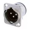 Neutrik NC3MD-H 3 pole male receptacle, horizontal PCB mount, Nickel housing, silver contacts