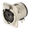 Neutrik NC3FD-H   3 pole female receptacle, horizontal PCB mount, Nickel housing, silver contacts
