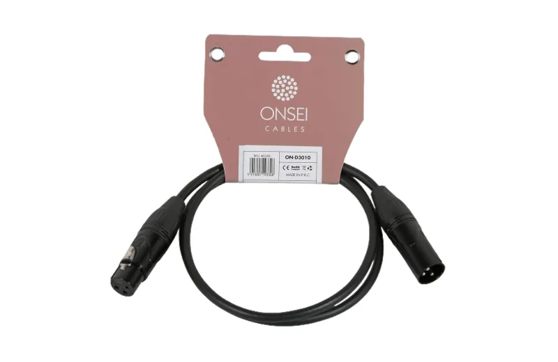 Onsei ON-D3010 DMX Cable 3-pin XLR Male - 3-pin XLR Female 1m