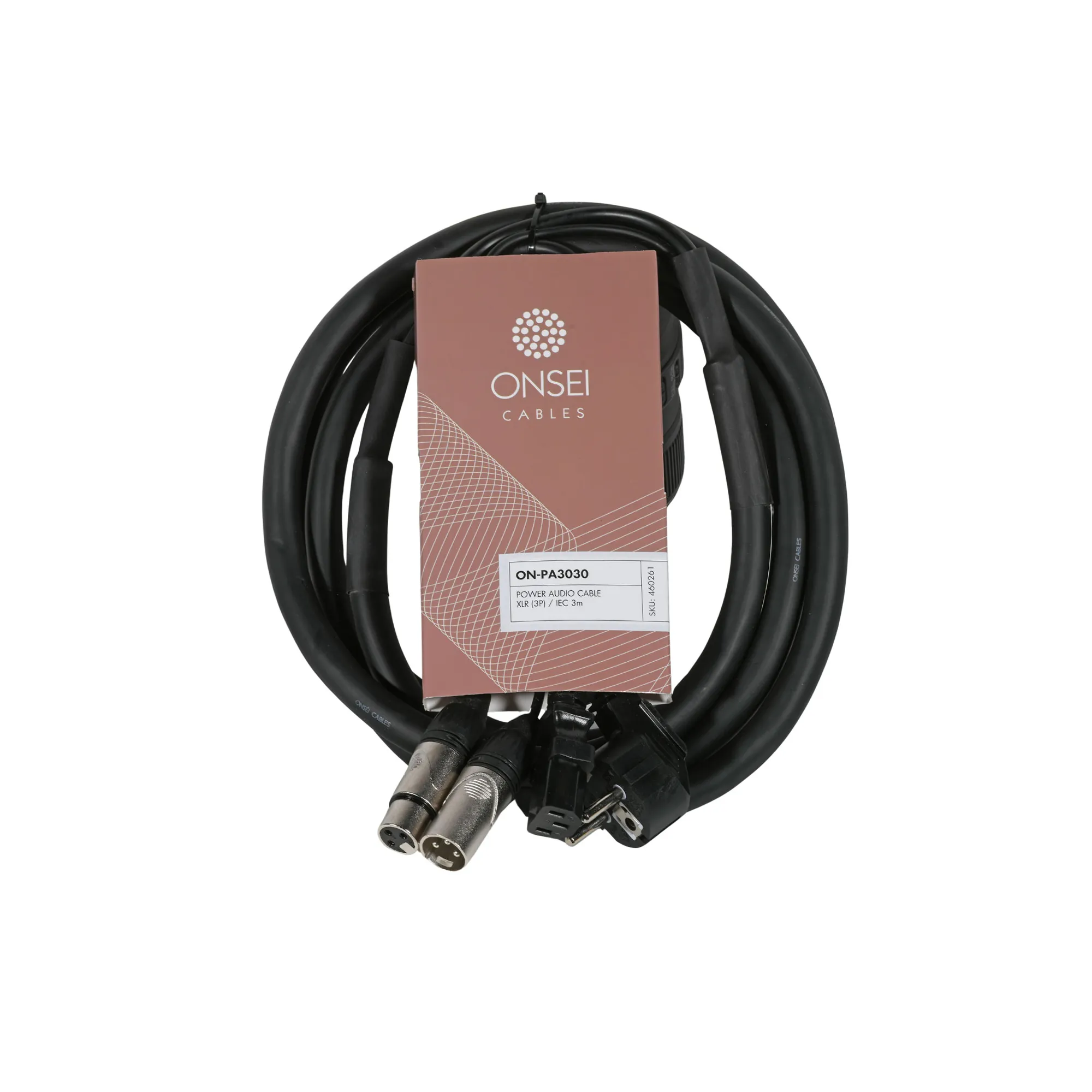 Onsei ON-PA3030 Power Audio Cable contact/3-pin XLR Female - IEC/3-pin XLR male 3m