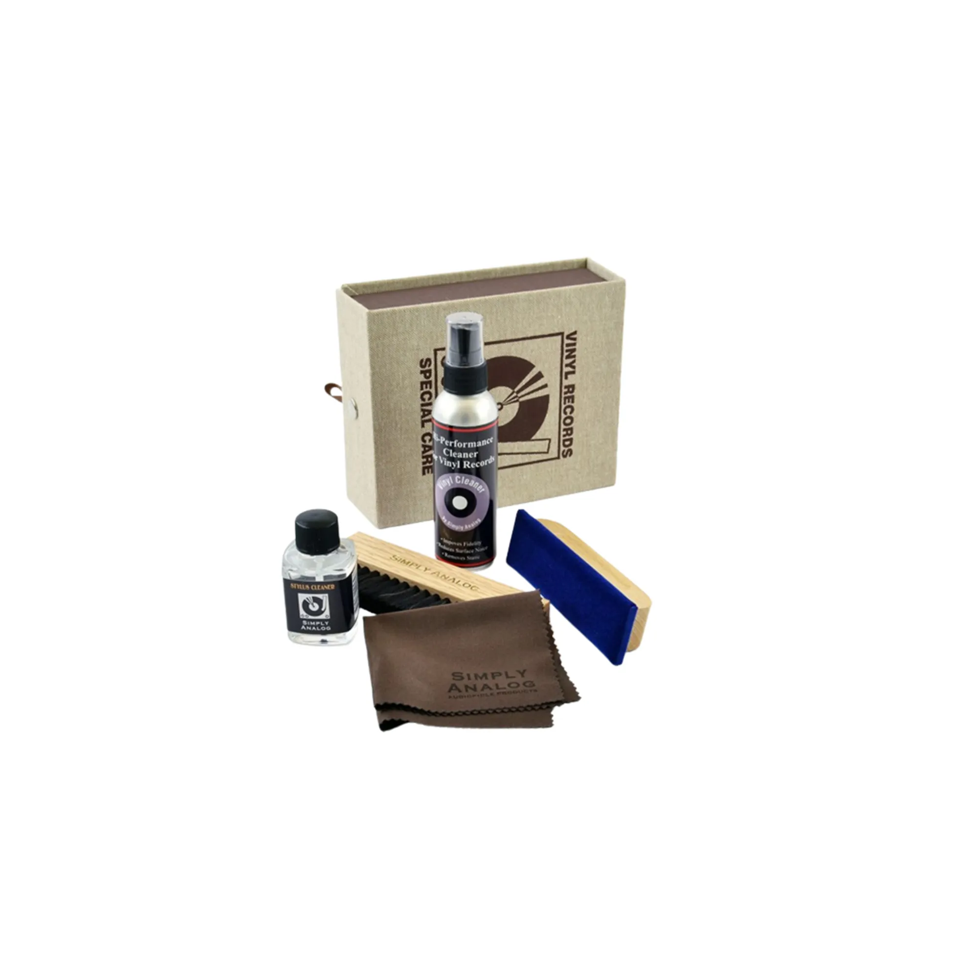 Simply Analog Vinyl Record Cleaning Boxset DE Luxe Edition Καφέ