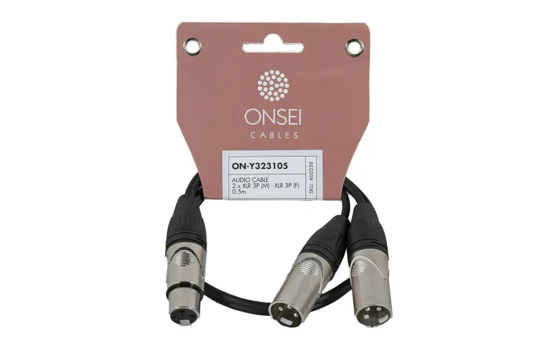 Onsei ON-Y323105 Audio Cable 2 x 3-pin XLR Male - 3-pin XLR Female 0.5m