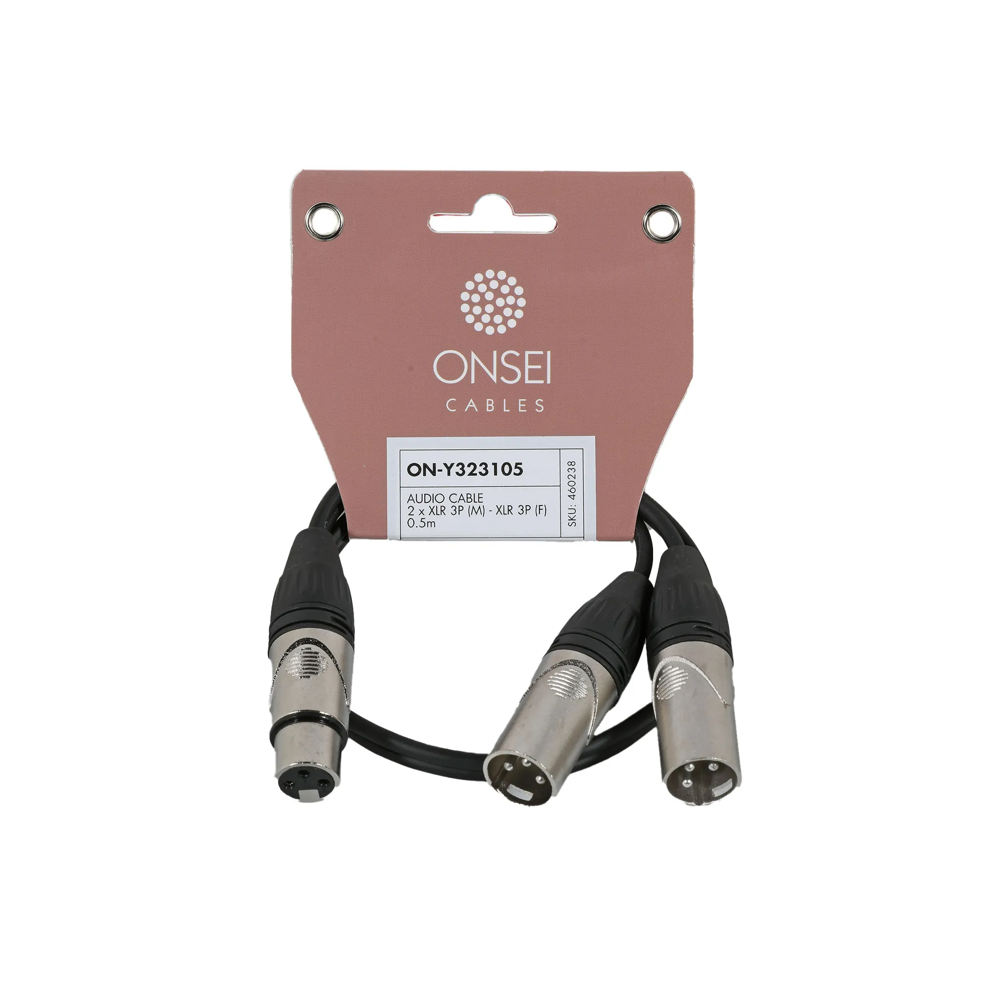Onsei ON-Y323105 Audio Cable 2 x 3-pin XLR Male - 3-pin XLR Female 0.5m