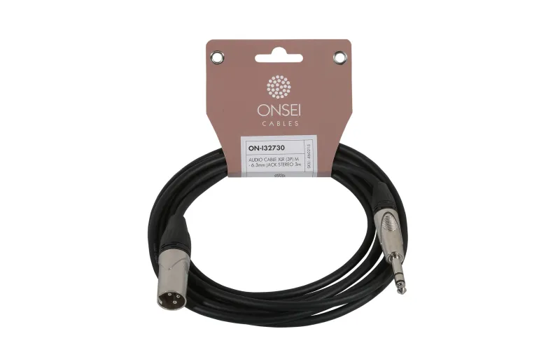 Onsei ON-I32730 Audio Cable 3-pin XLR Male - 6.3mm Jack Stereo 3m