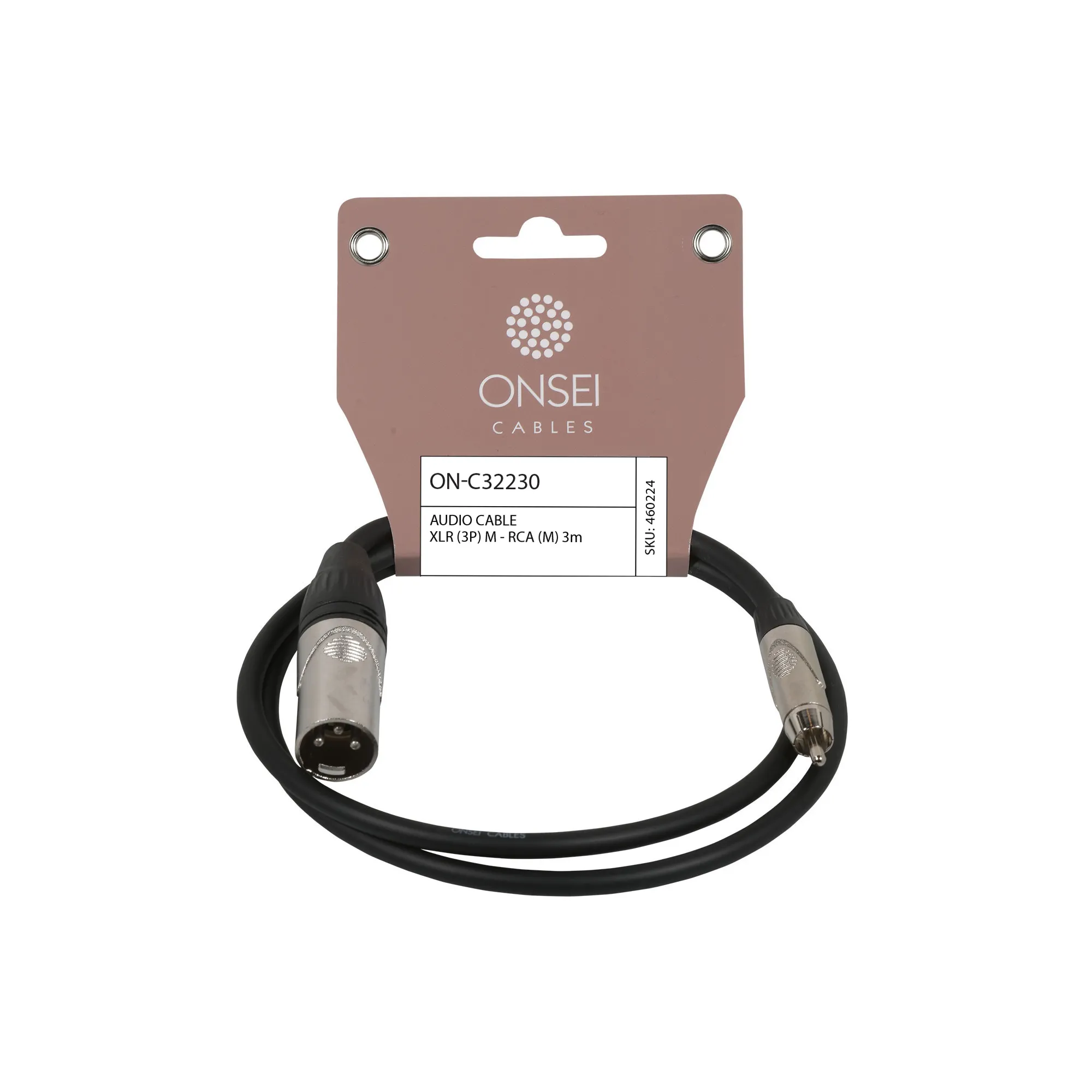 Onsei ON-C32230 Terminated Audio Cable 3-pin XLR Male to RCA Male 3m