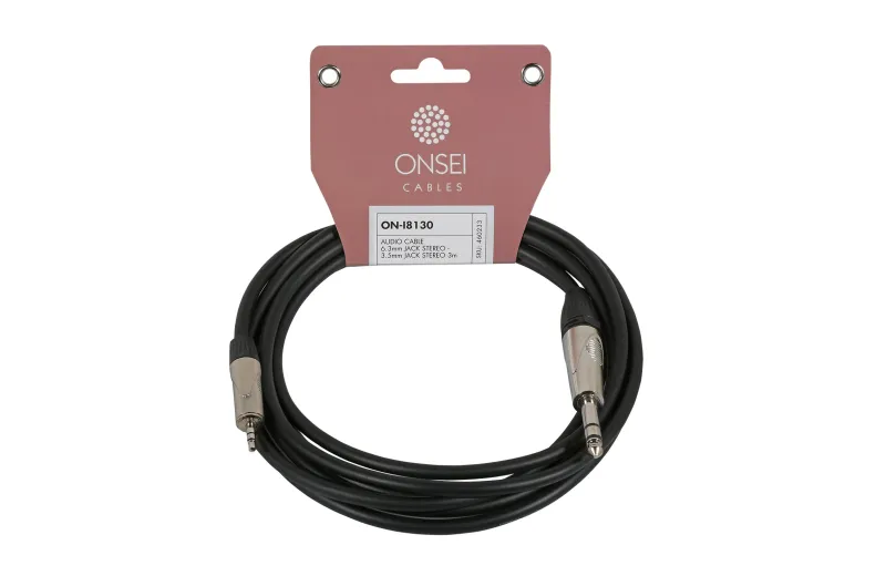 Onsei ON-I8130 Καλώδιο σήματος 6,3mm Jack Stereo - 3,5mm mini Jack Stereo 3m