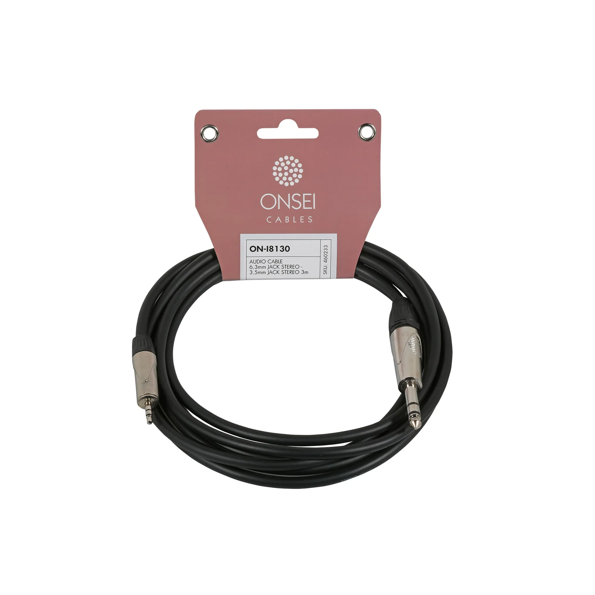 Onsei ON-I8130 Καλώδιο σήματος 6,3mm Jack Stereo - 3,5mm mini Jack Stereo 3m