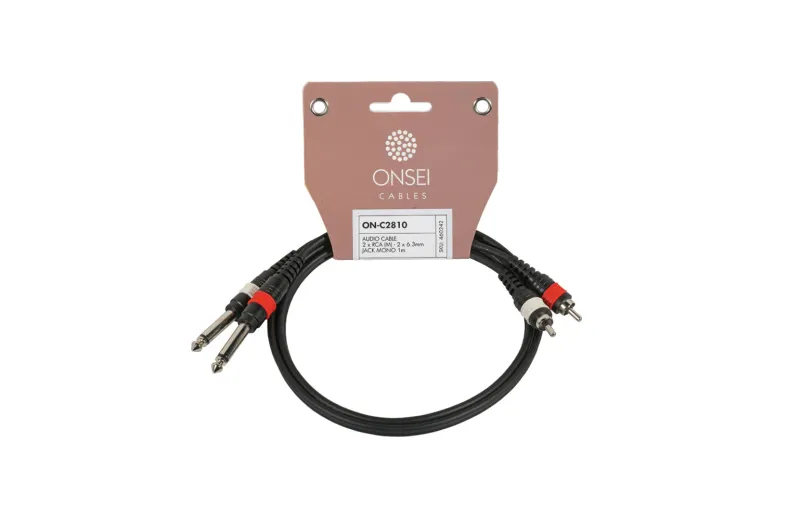 Onsei ON-C2810 Καλώδιο σήματος 2 x RCA Αρσενικό - 2 x 6,3mm Jack Mono 1m