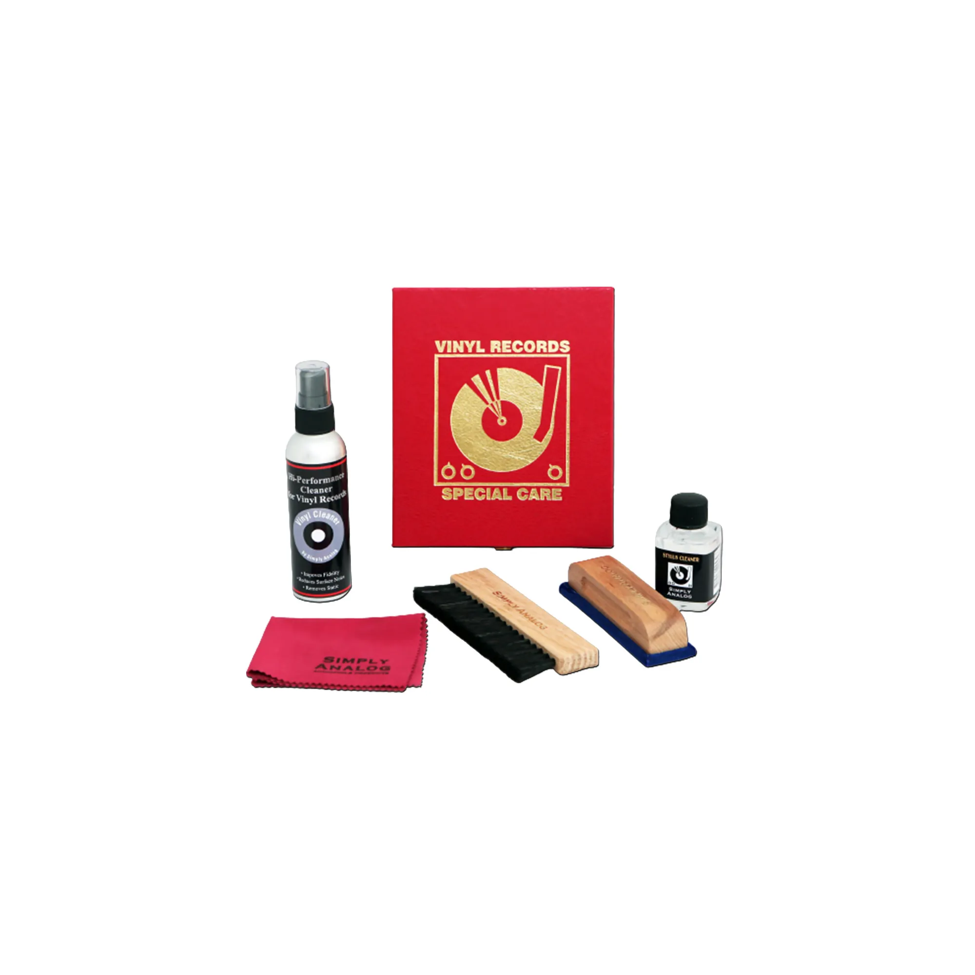 Simply Analog Vinyl Record Cleaning Boxset De Luxe Edition - Red