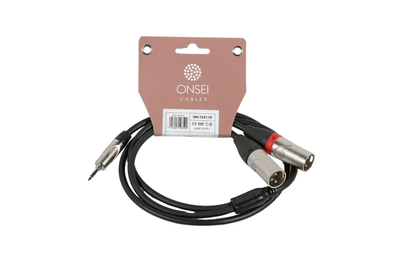 Onsei ON-Y32110 Audio Cable 2 x 3-pin XLR Male - 3.5mm mini Jack Stereo 1m