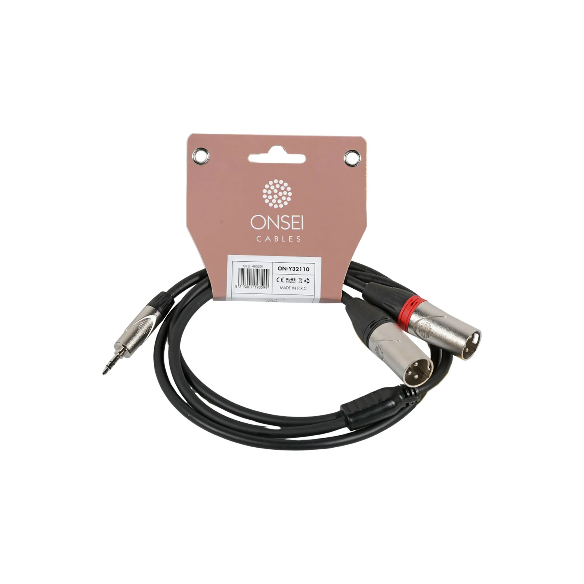 Onsei ON-Y32110 Audio Cable 2 x 3-pin XLR Male - 3.5mm mini Jack Stereo 1m