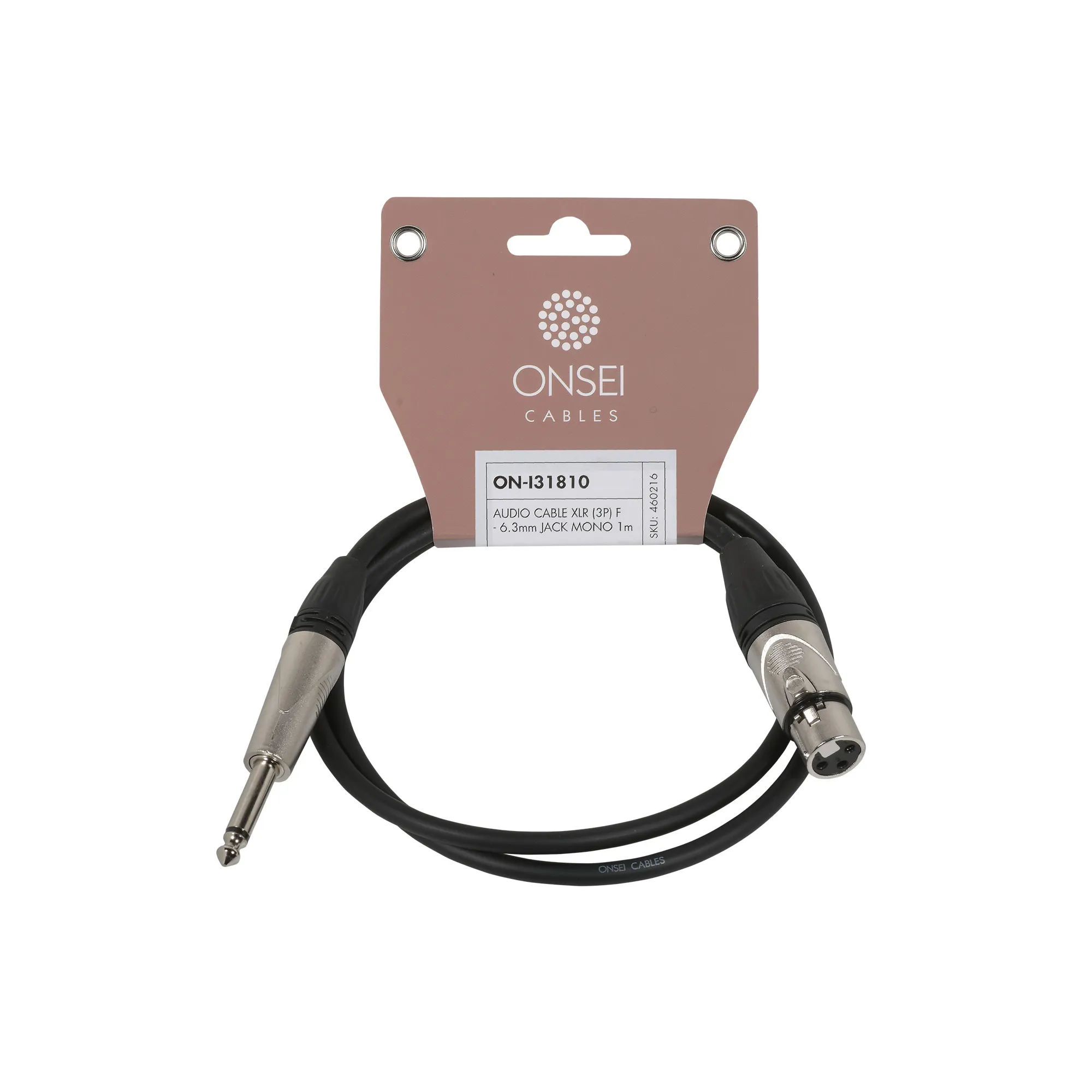 Onsei ON-I31810 Καλώδιο σήματος 3-pin XLR Θηλυκό - 6,3mm Jack Mono 1m
