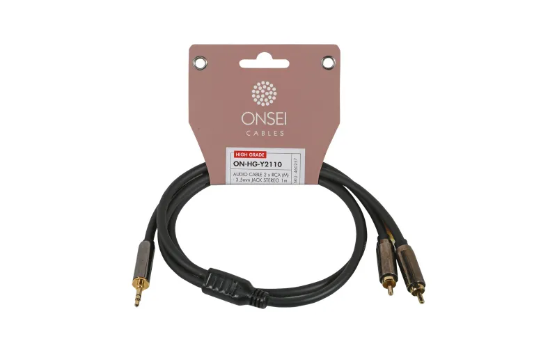 Onsei ON-HG-Y2110 High Grade Καλώδιο σήματος 2 x RCA Αρσενικό - 3,5mm mini Jack Stereo 1m