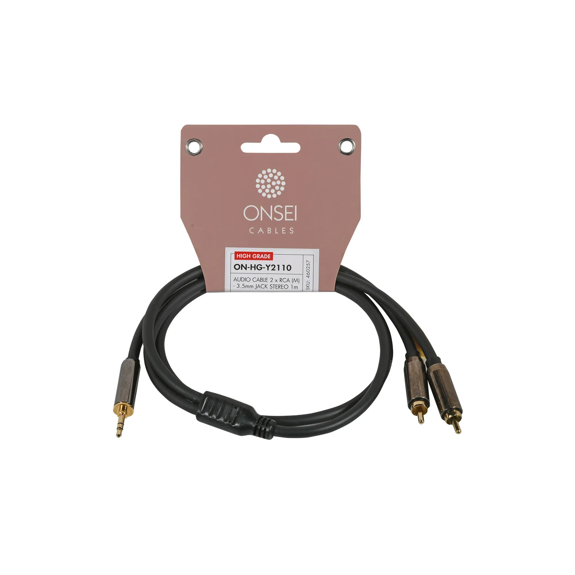 Onsei ON-HG-Y2110 High Grade Καλώδιο σήματος 2 x RCA Αρσενικό - 3,5mm mini Jack Stereo 1m